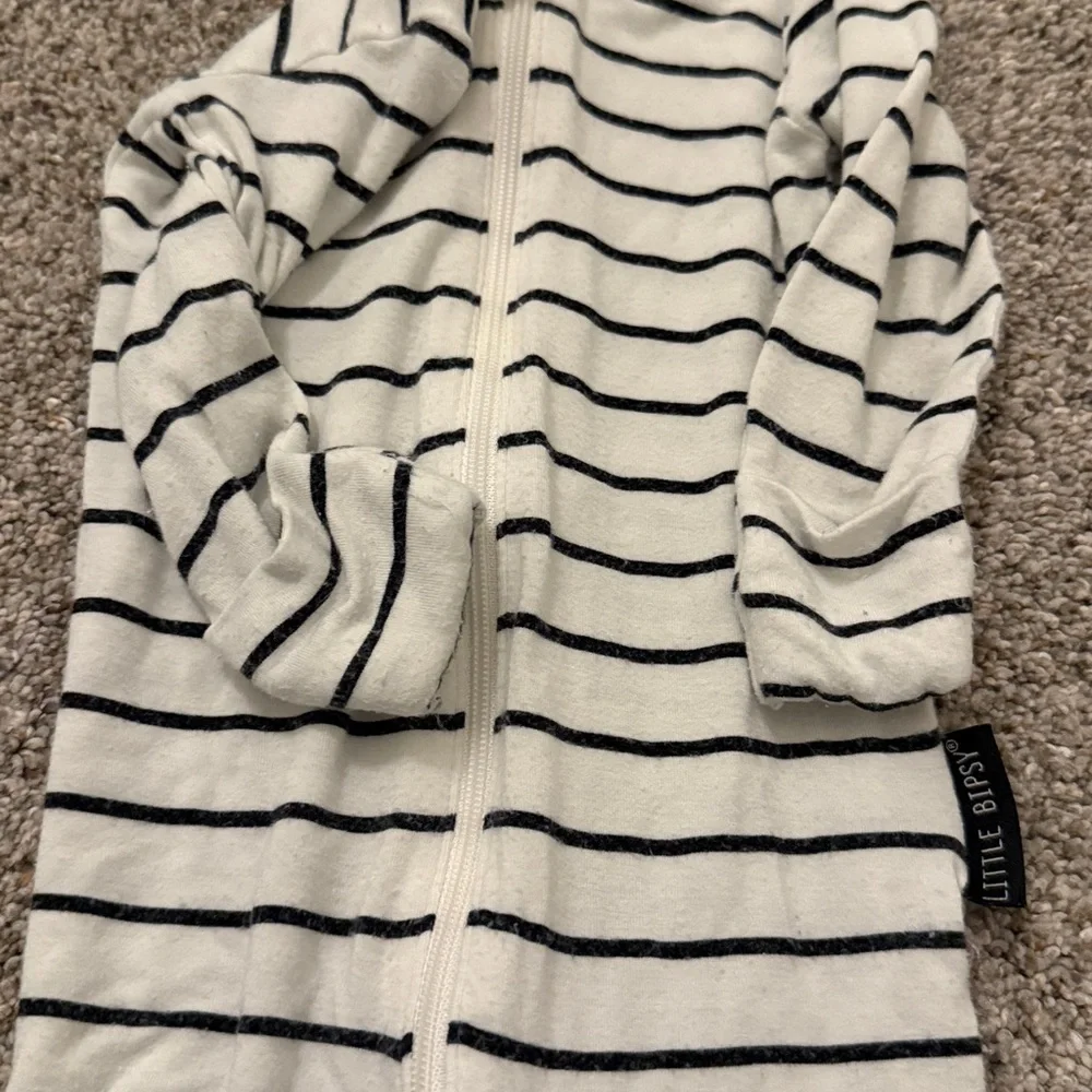 Little Bipsy Black and White Striped Footie Pajamas 0-3 months